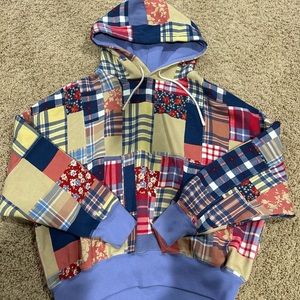 Polo Ralph Lauren Women's SZ M Madras Patchwork Design Hoodie LIMITED EDITION
